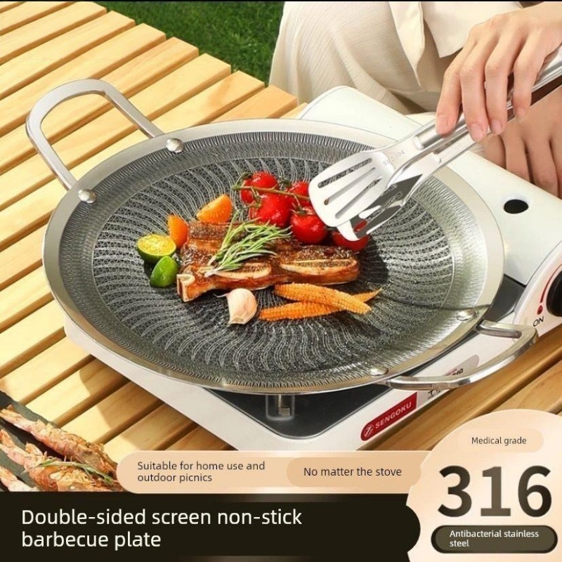 Camping Cooking Survival - 316ステンレス鋼多機能調理BBQグリルパン、キャンプ、家庭用キッチン、ガスコンロ対応、IH調理器対応
