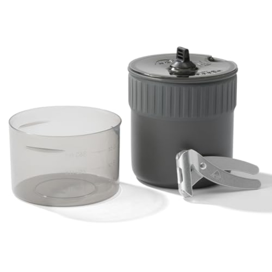 Nesting Camping Cooking Set - トレイルミニソロキャンプクックセット：軽量アルミニウム製、黒色、バックパッキング用のコンパクトなネスティングデザイン