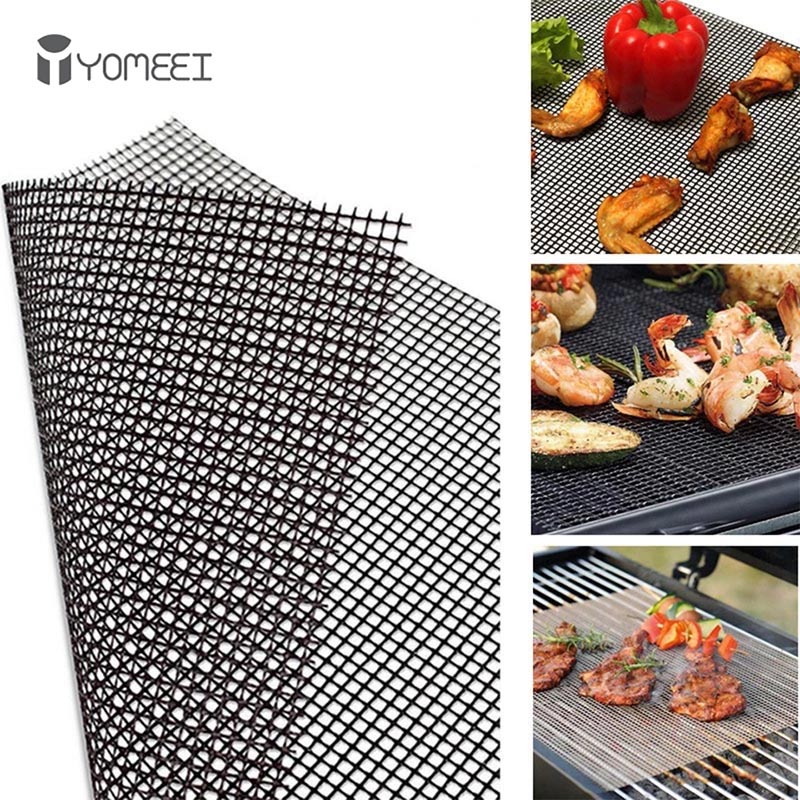 Camping Cooking Mat - Yomeei 1個バーベキューグリルマット格子状バーベキューマット再利用可能な熱抵抗グリルメッシュ屋外キャンプバーベキュー