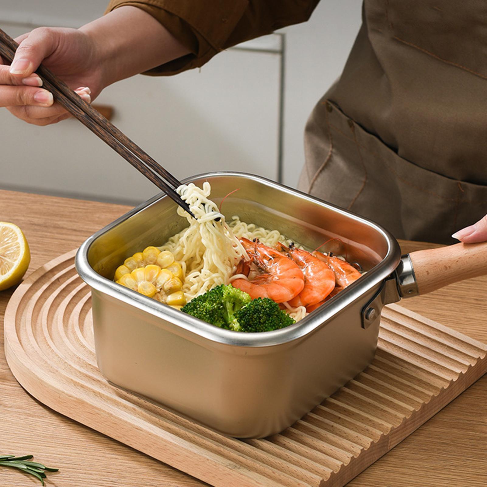 Camping Cooking Pot Large - ディープフライヤーパンセット スクエア型 キャンプ用調理鍋 大型ステンレス製フライヤー パスタストレーナーセット チキンフライド