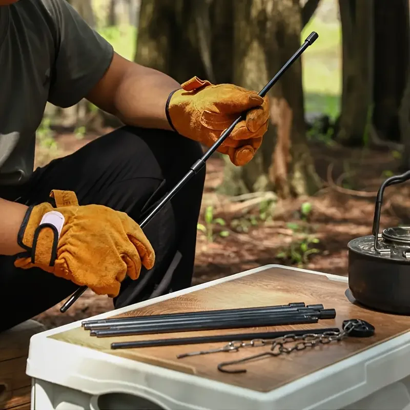 Camping Cooking Pot Large - 屋外用大型焚き火三脚ポータブルキャンプ焚き火調理鍋吊り下げ三角スタンドラックピクニック調理グリルツール