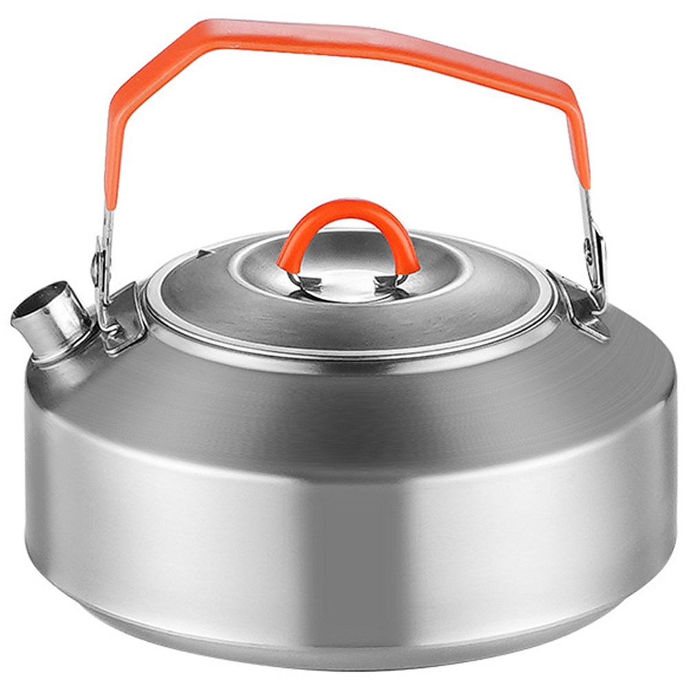 Camping Cooking Pot Large - ステンレス製キャンプ用ティーケトル 大容量 耐摩耗性 アウトドア用コンロ用ウォーターケトル ポータブル調理鍋
