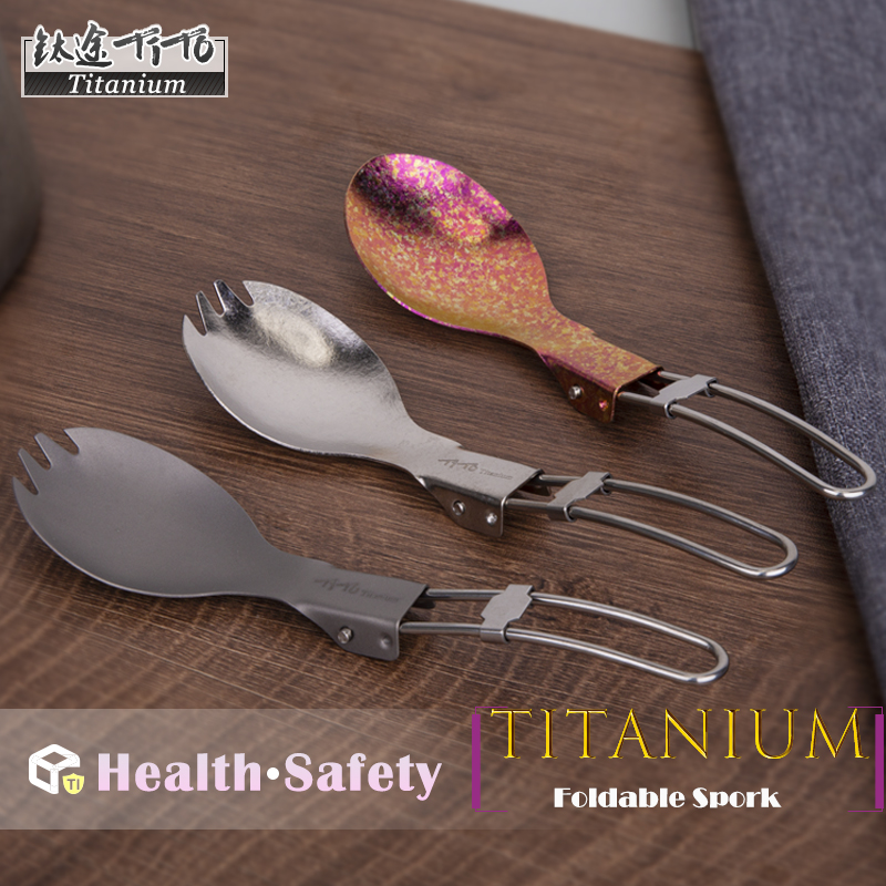 Camping Cooking Utensils Kit - Tito-キャンプ,ピクニック,ハイキング,フォーク,スプーン用のチタン製折りたたみカトラリー,15g