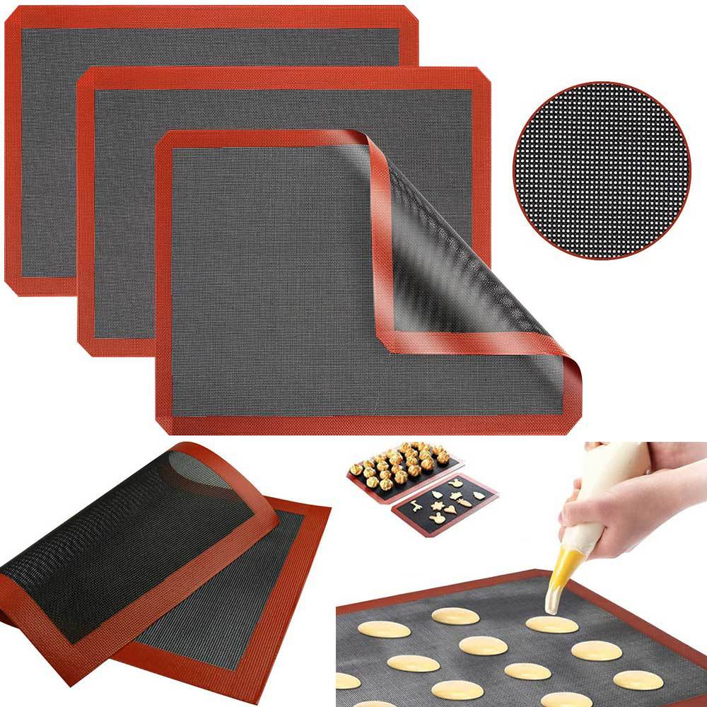 Camping Cooking Mat - 1PC 再利用可能なシリコーンベーキングマットノンスティックオーブンシートライナーベーカリーツールクッキー/パン/マカロンキッチン耐熱皿アクセサリー