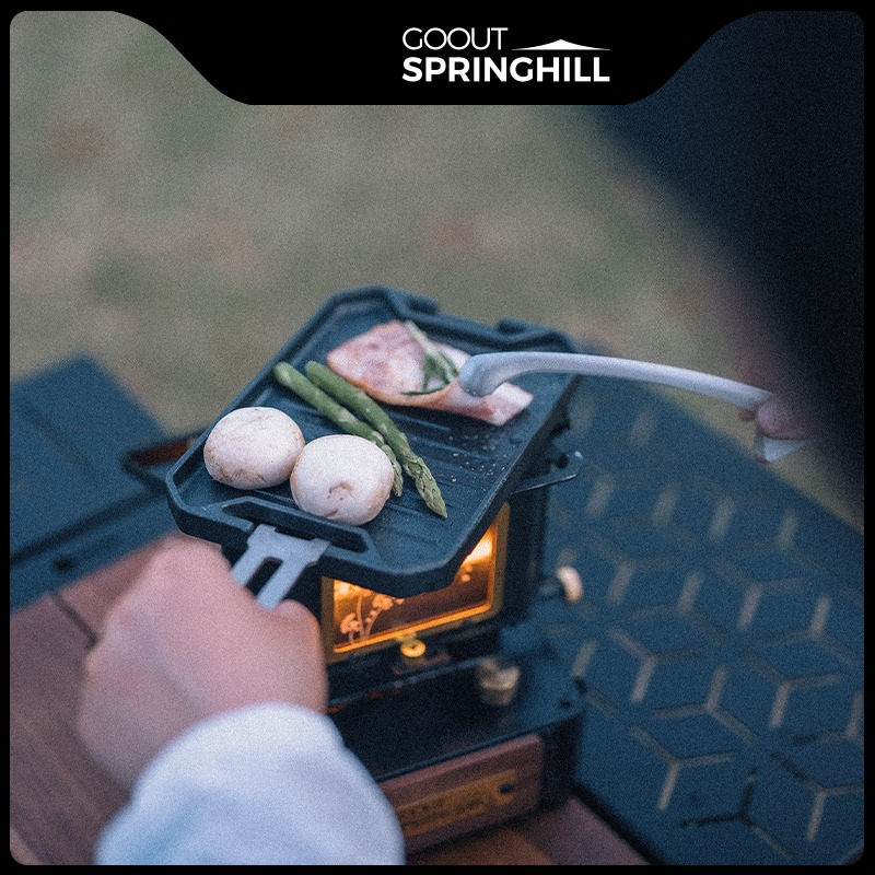 Camping Cooking Survival - COOUT SPRINGHILL アウトドアミニグリルパン 軽量キャンプ用ポータブルスパイダーオーブングリルパン 火傷防止ハンドル付き