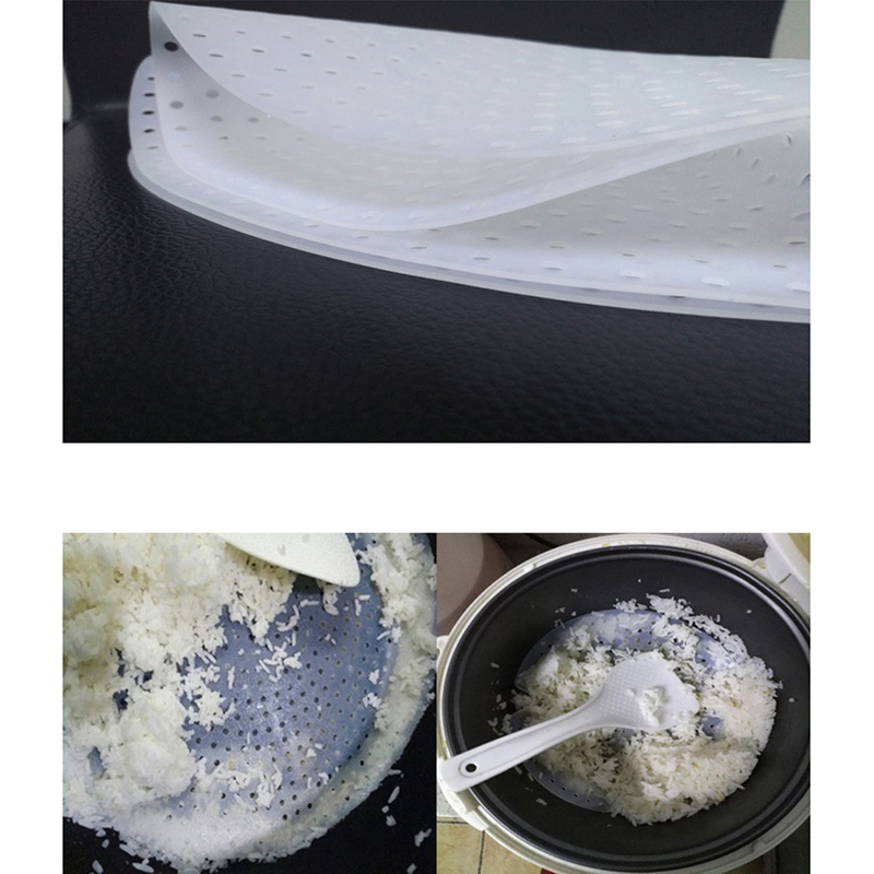 Camping Cooking Mat - 丸い白い米蒸し器マット、シリコン紙、厚くて焦げ付き防止パッド、ベーキング、ペストリー、メッシュ、調理器具、1個