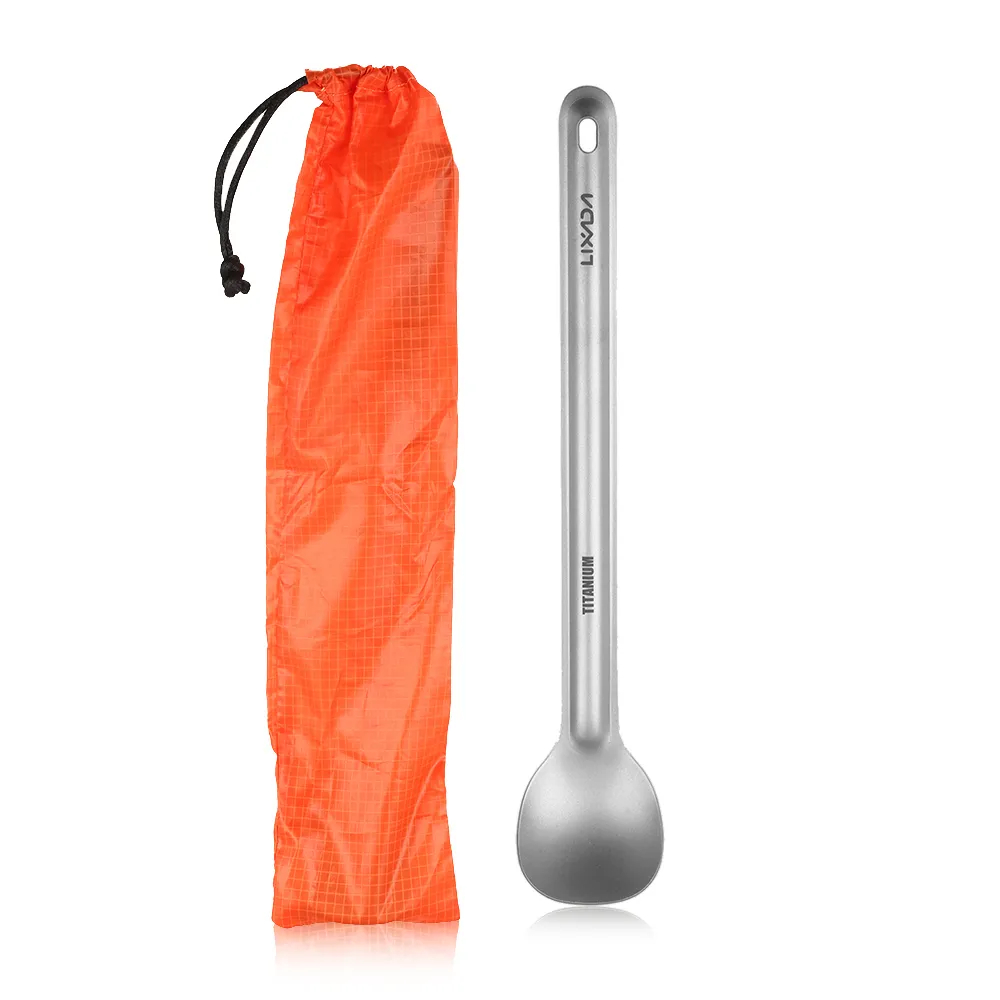 Camping Cooking Utensils Kit - Lixada-キャンプ用チタンハンドルスプーン、ポータブルカトラリー、超軽量ピクニック、ディナー、屋外、15g
