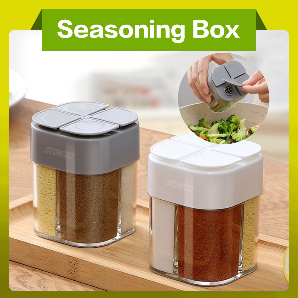 Camping Cooking Full Set - 4 in 1 プラスチックディスペンサー キャンプスパイスコンテナ 密閉蓋付き