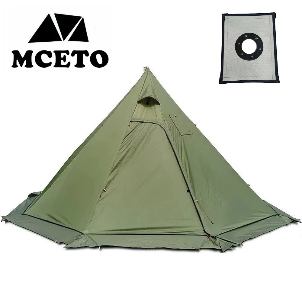 Camping Cooking Snow - 新しいピラミッドテントスノースカート付き超軽量屋外キャンプティーピー煙突穴付き調理旅行バックパッキングテント