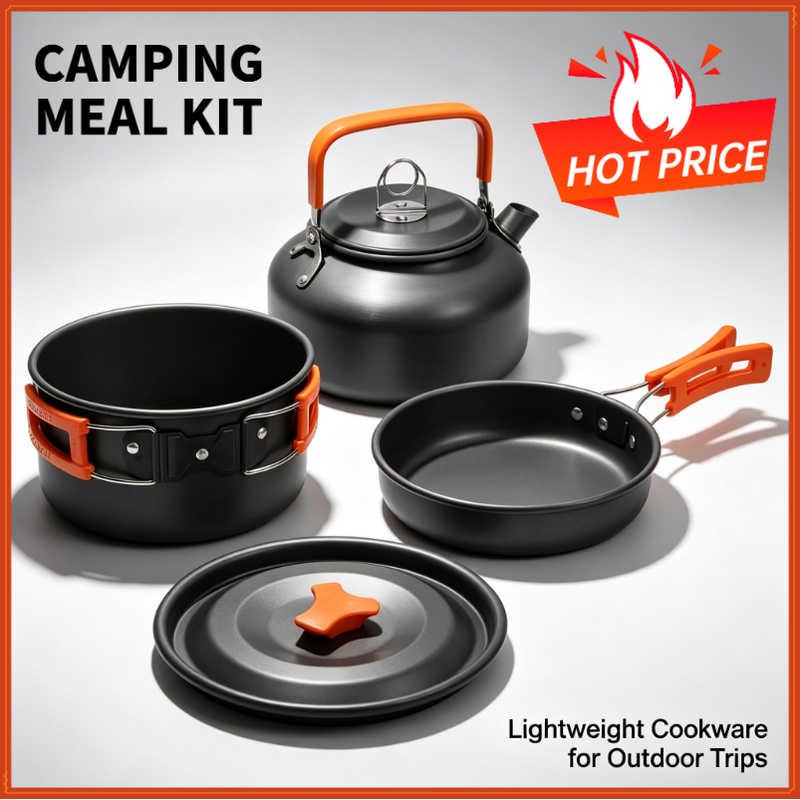 Camping Cooking Utensils Kit - キャンプクッキングセット キャンプ調理器具 旅行用食器 アウトドアピクニックセット ティーポット 2～3人用