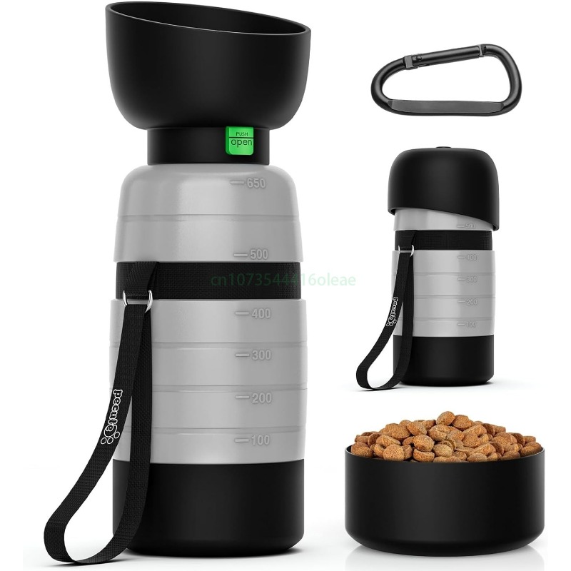 Camping Cooking Bowl - 650ML犬用ウォーターボトル（150mlフードコンテナ付き）、犬用旅行用ウォーターボトルディスペンサー、屋外散歩、ハイキング、キャンプ用ペットボウル