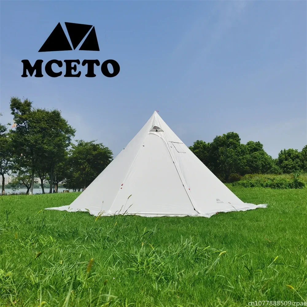 Camping Cooking Snow - ホットピラミッドテント、スノースカート付き、超軽量アウトドアキャンプ用、調理用煙突穴付き、旅行バックパッキングテント、ティピー、ティピーテント