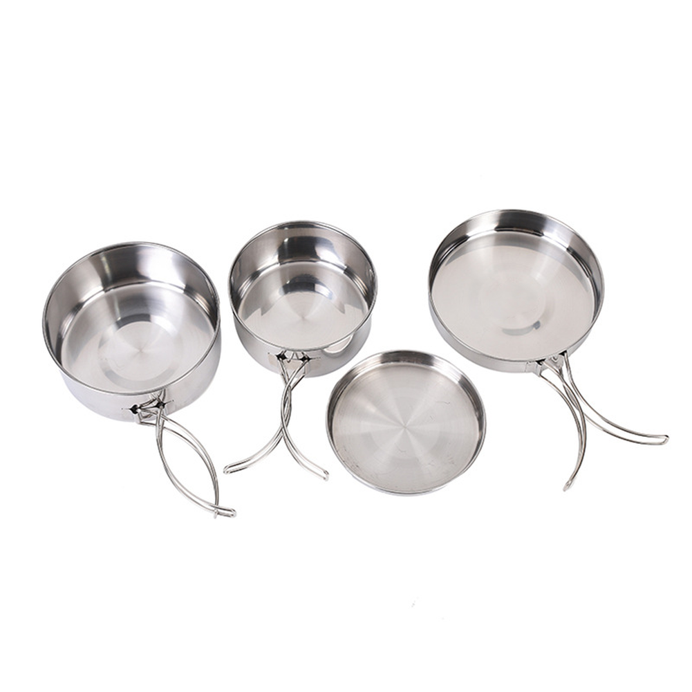 4ピースステンレス鋼アウトドアクッキングセット キャンプ、ハ - Nesting Camping Cooking Set のレビューと価格