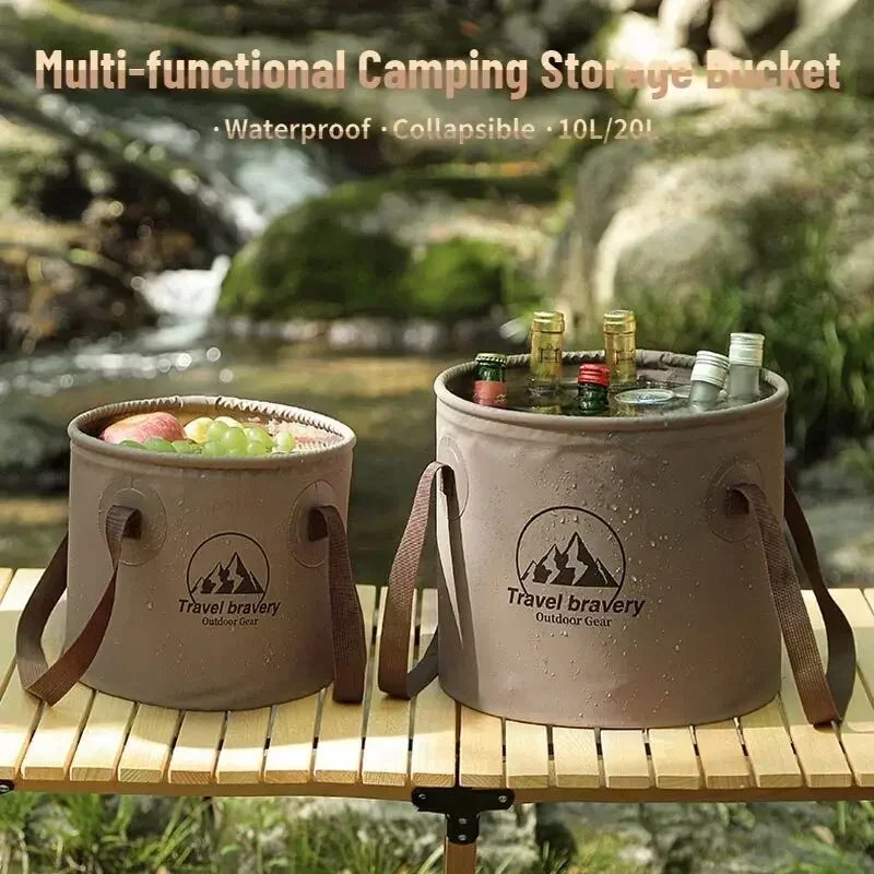 カバー付きポータブルシリコンバケット,折りたたみ式,車,釣り - Camping Cooking Cover のレビューと価格