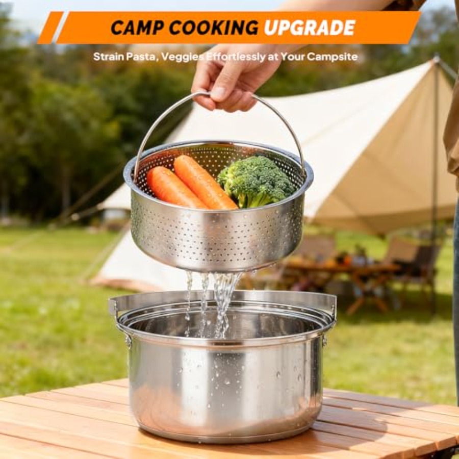キャンプ用調理器具セット、軽量ステンレス製ネスティング式調理 - Nesting Camping Cooking Set のレビューと価格
