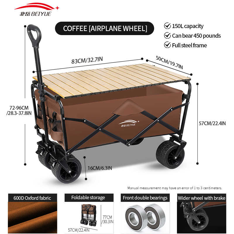 頑丈な折りたたみ式キャンプワゴン、木製テーブルボード付き、全 - Camping Cooking Table Foldable のレビューと価格