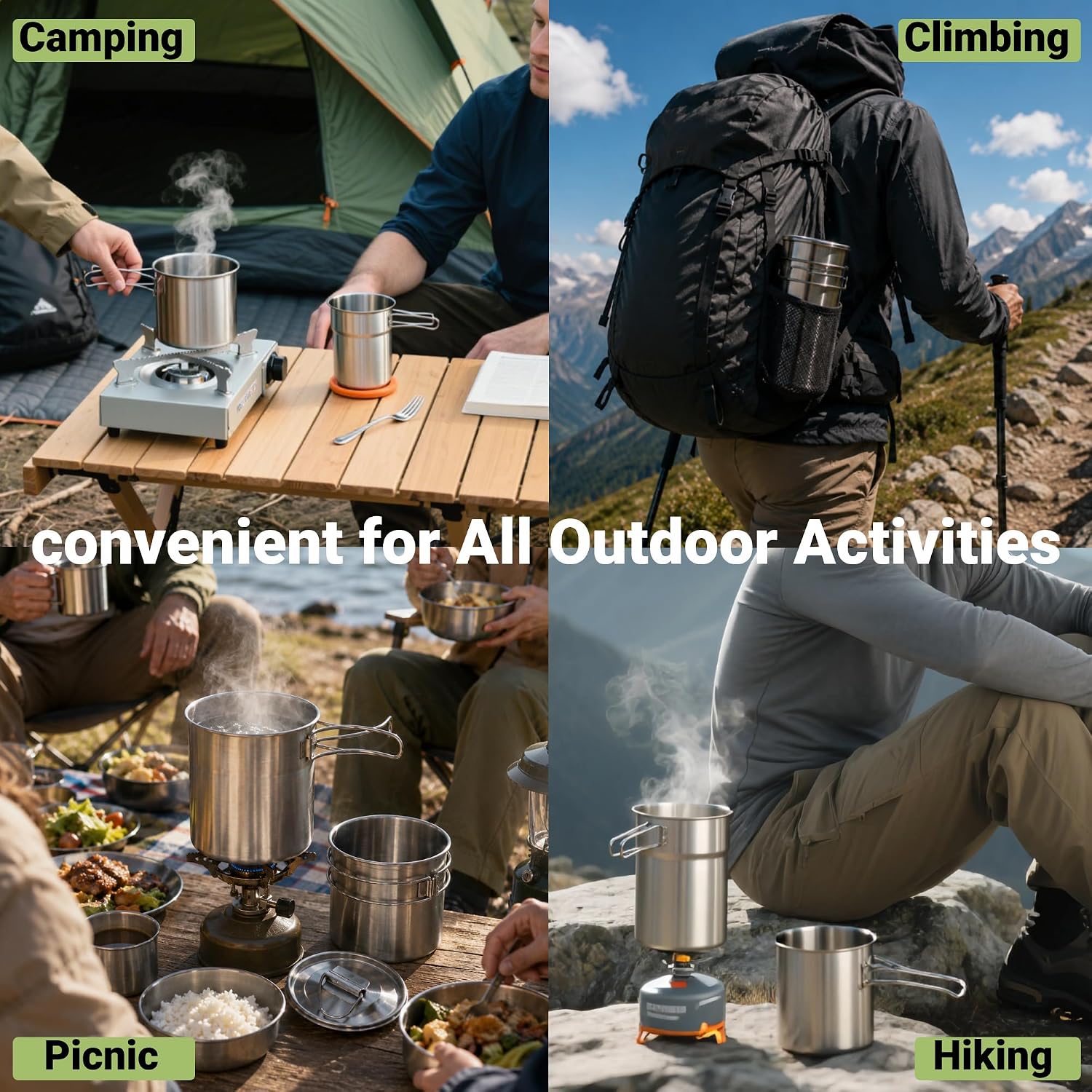 折りたたみ式キャンプカップマグカップキャンプポット調理器具3 - Camping Cooking Survival のレビューと価格