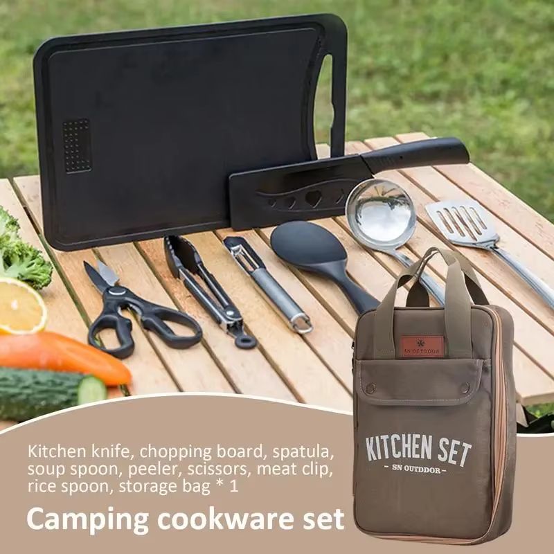 8 個キャンプキッチン調理器具セットポータブルバッグアウトド - Camping Cooking Survival のレビューと価格