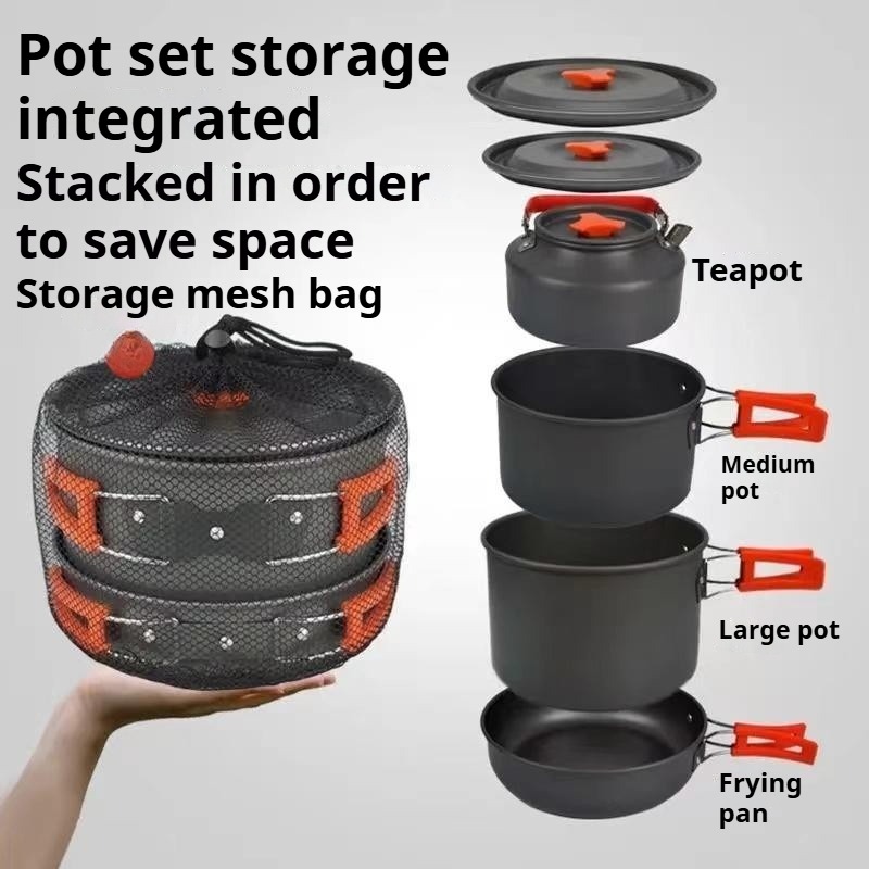 ポータブル大容量ポット便利な耐熱性お手入れ簡単ハンドルポット - Camping Cooking Pot Large のレビューと価格