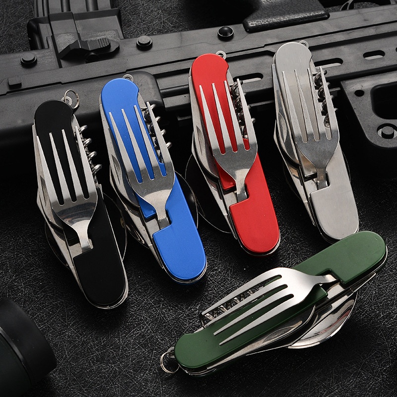 4 in 1 折りたたみ食器取り外し可能なキャンプ用品ステン - Camping Cooking Survival のレビューと価格
