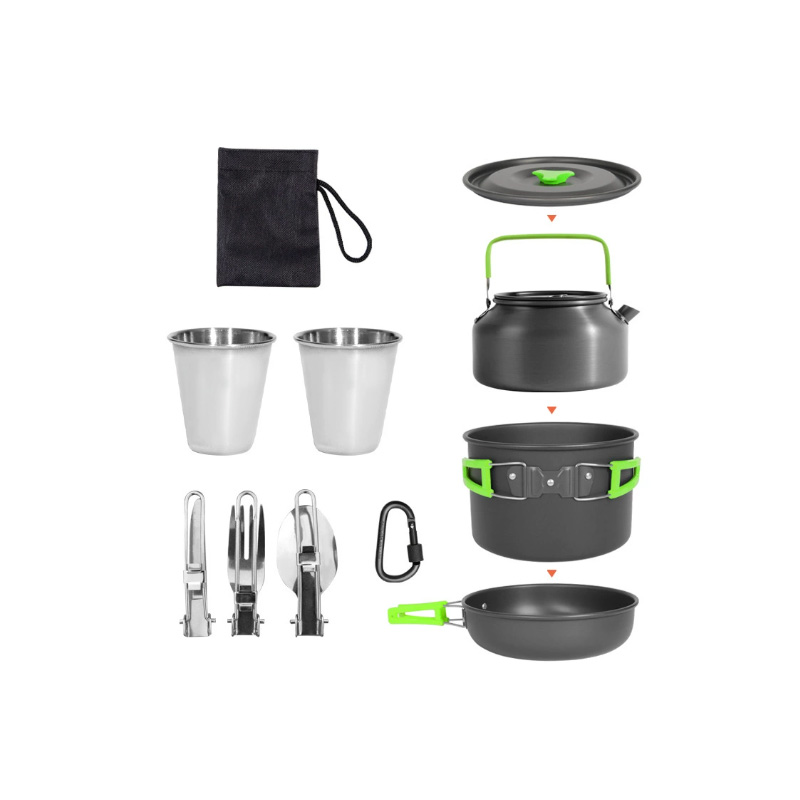 DS-308 アウトドア大容量調理キット、入れ子式で持ち運び - Nesting Camping Cooking Set のレビューと価格