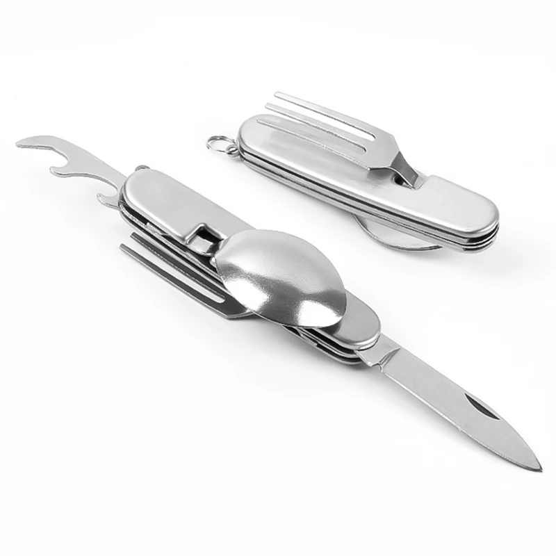 キャンプ食器セットステンレス鋼折りたたみフォークスプーンナイ - Camping Cooking Full Set のレビューと価格