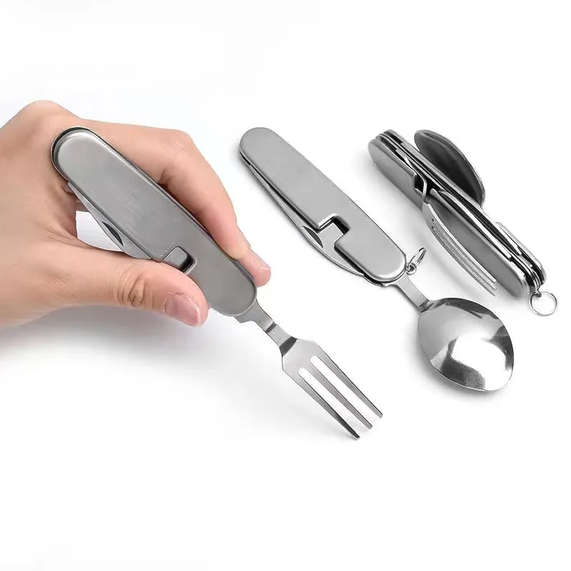キャンプ食器セットステンレス鋼折りたたみフォークスプーンナイ - Camping Cooking Full Set のレビューと価格
