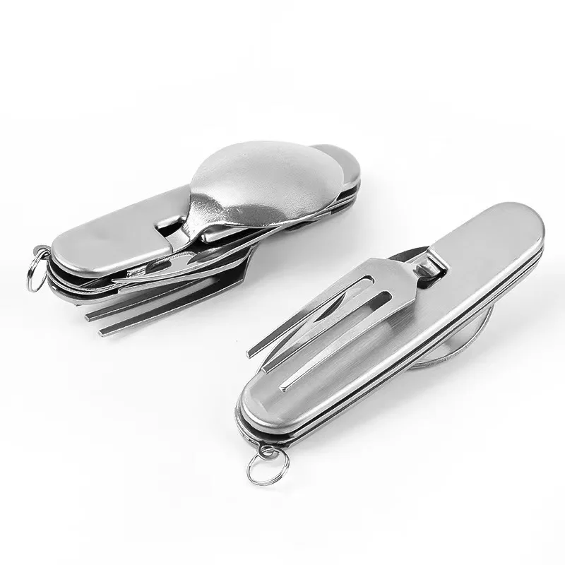 キャンプ食器セットステンレス鋼折りたたみフォークスプーンナイ - Camping Cooking Full Set のレビューと価格