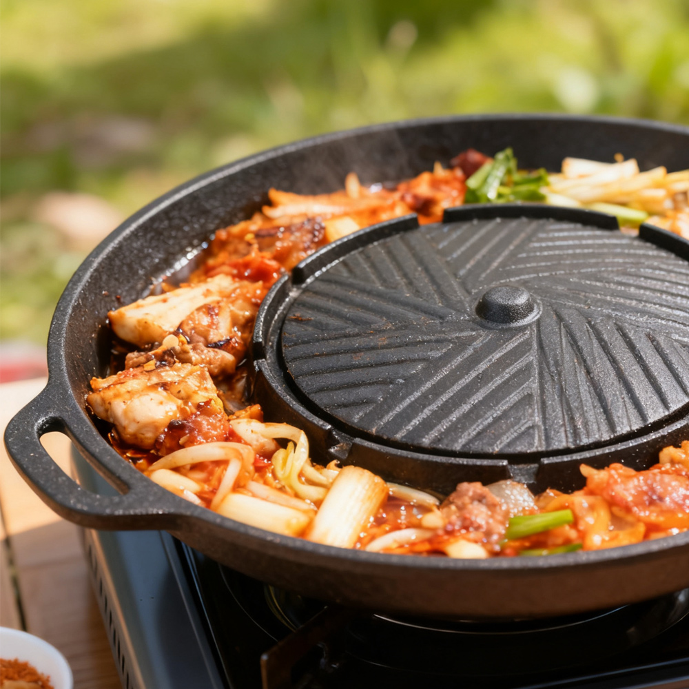 KOSUN 韓国式BBQグリルパン 2 in 1 丸型バーベ - Camping Cooking Survival のレビューと価格