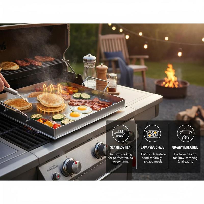 ユニバーサルフラットトップグリドル 18x16インチ キャン - Camping Cooking Survival のレビューと価格