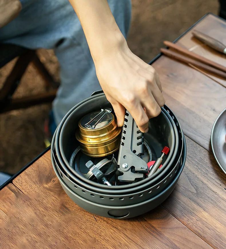 キャンプ用ガスストーブ アルコールストーブ 調理鍋 オプショ - Camping Cooking Full Set のレビューと価格