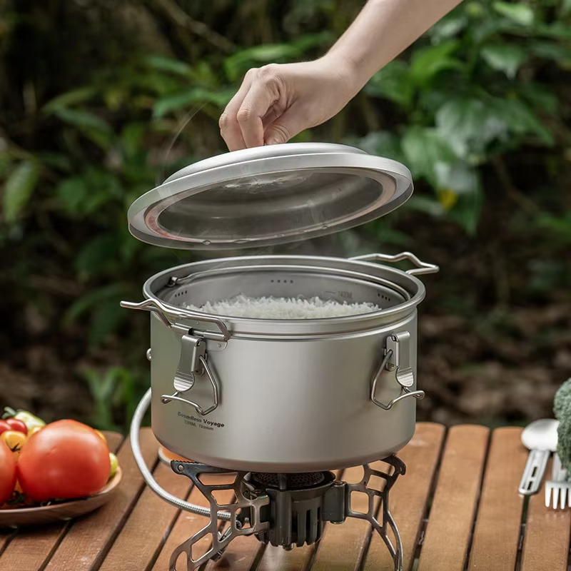 屋外キャンプ用調理鍋、スープポット、シチューポット、炊飯器、 - Camping Cooking Pot Large のレビューと価格