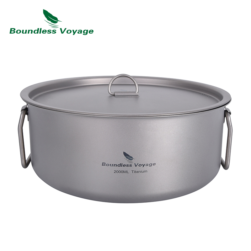 無限の航海-ふたと折りたたみ式ハンドル付きのチタンキャンプポ - Camping Cooking Pot Large のレビューと価格