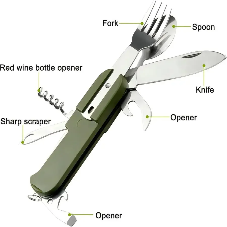 キャンプ用品 5-in-1 ステンレス製トラベルセット、多機 - Camping Cooking Survival のレビューと価格