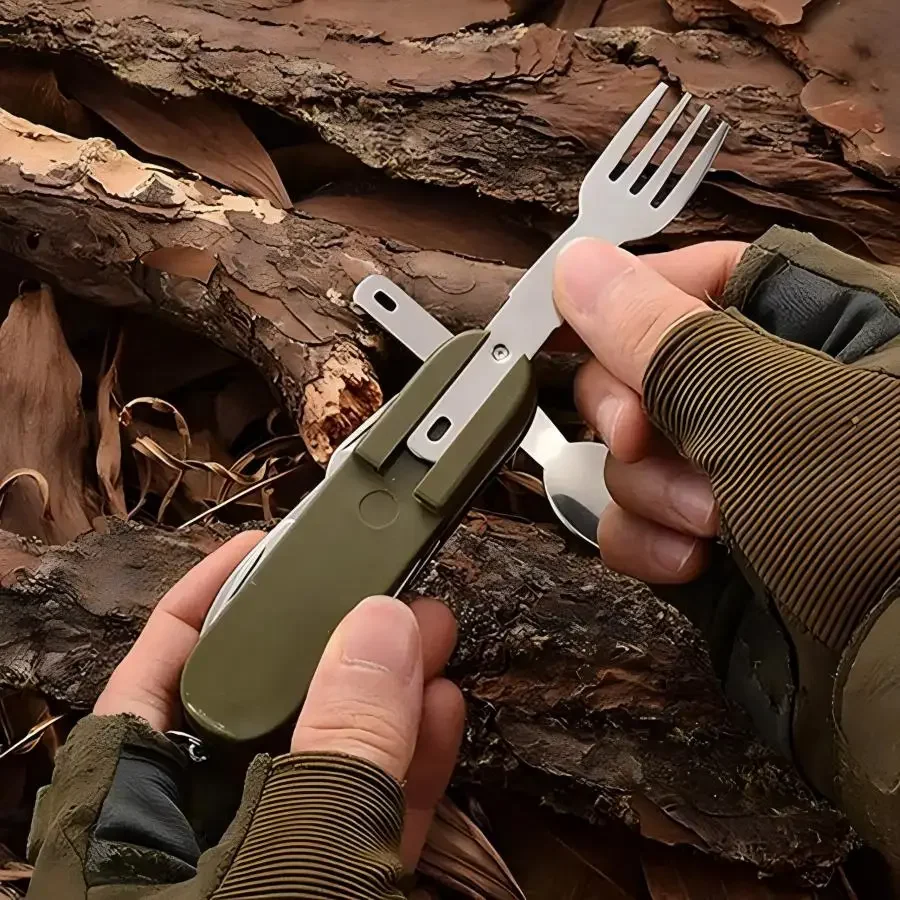キャンプ用品 5-in-1 ステンレス製トラベルセット、多機 - Camping Cooking Survival のレビューと価格