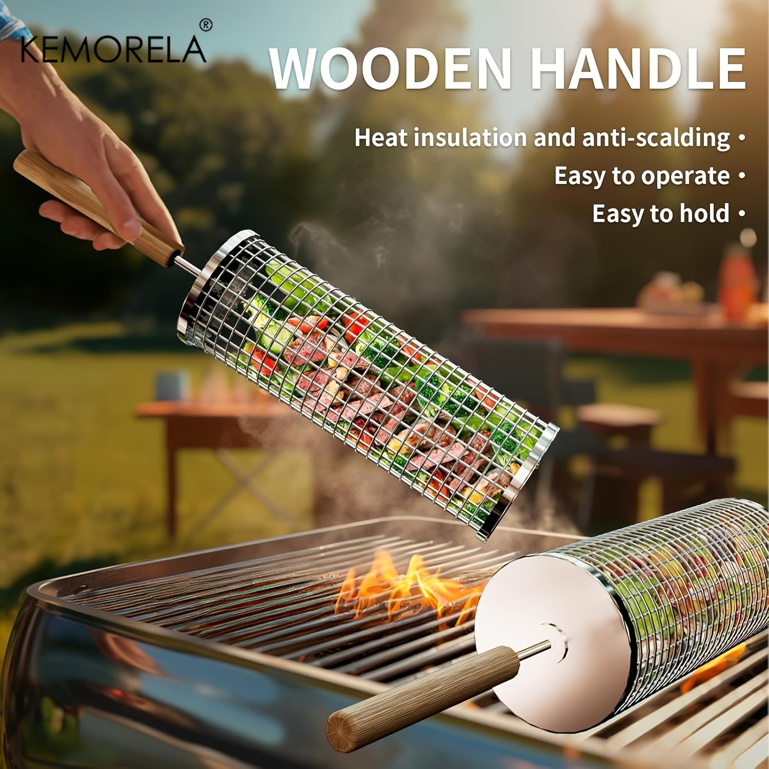 丸型バーベキューグリルバスケットセット、ステンレス製回転式B - Camping Cooking Basket のレビューと価格