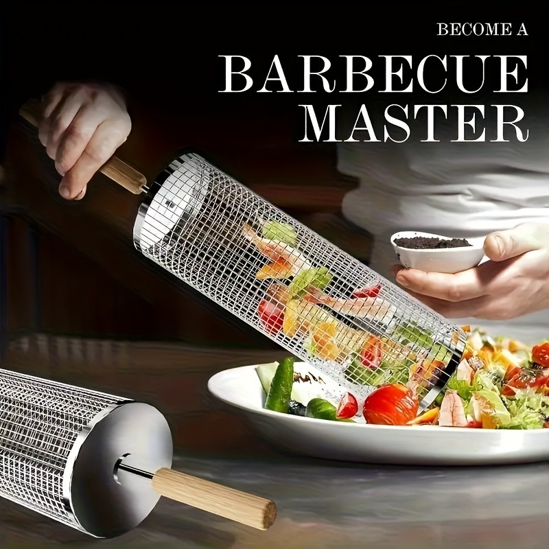 丸型バーベキューグリルバスケットセット、ステンレス製回転式B - Camping Cooking Basket のレビューと価格