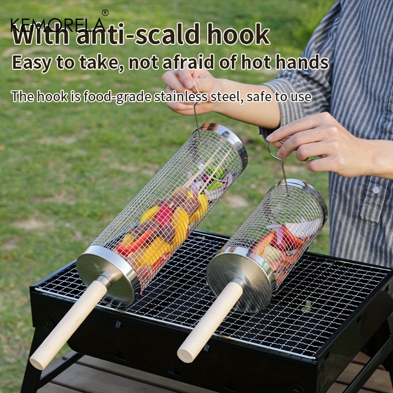 丸型バーベキューグリルバスケットセット、ステンレス製回転式B - Camping Cooking Basket のレビューと価格