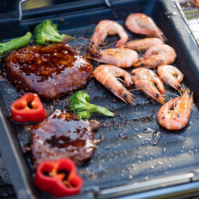 屋外用厚い四角グリルパン 2つのハンドル付き ポータブルノン - Camping Cooking Survival のレビューと価格