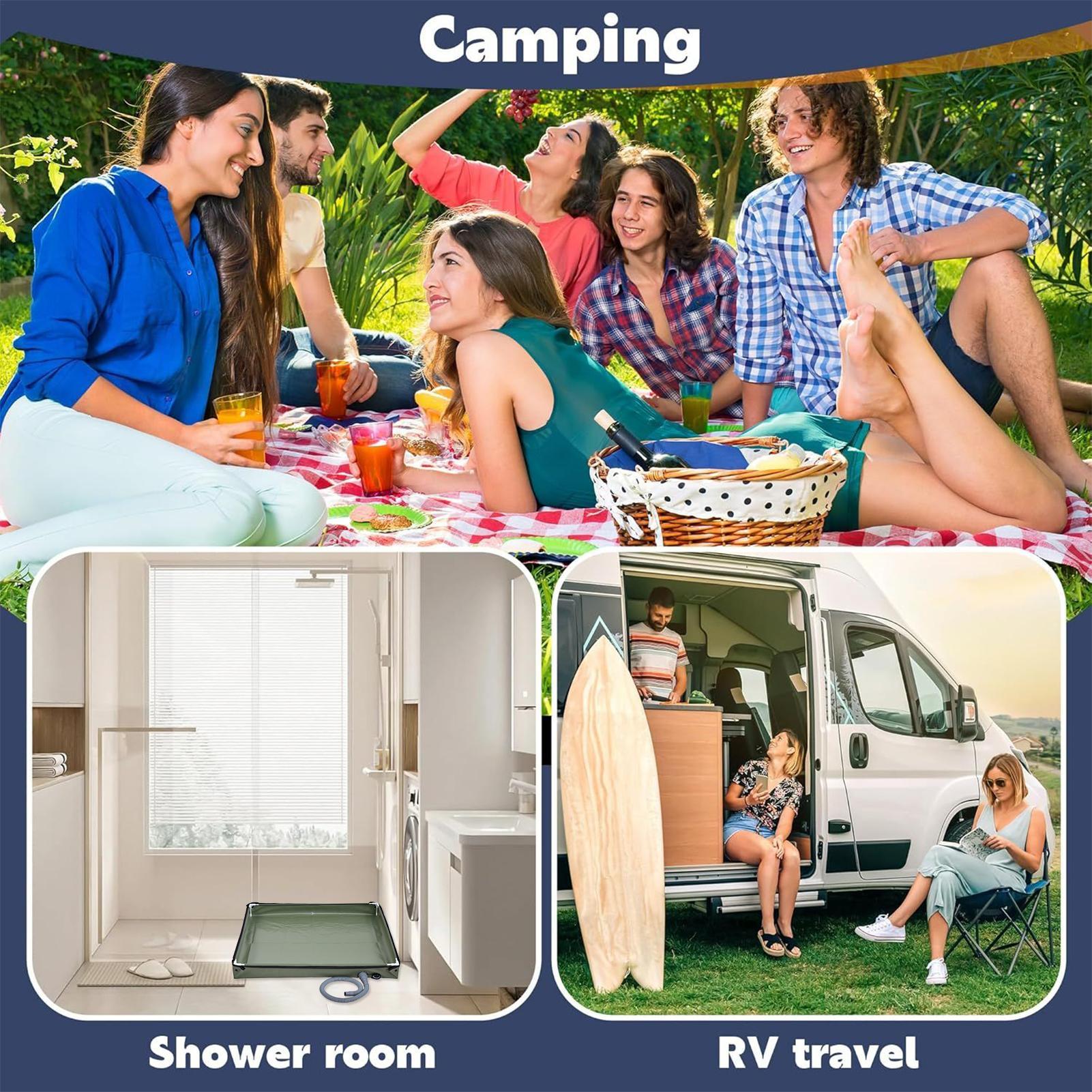キャンプ用シャワーテントフロアベース、屋外テントシャワートレ - Camping Cooking Survival のレビューと価格