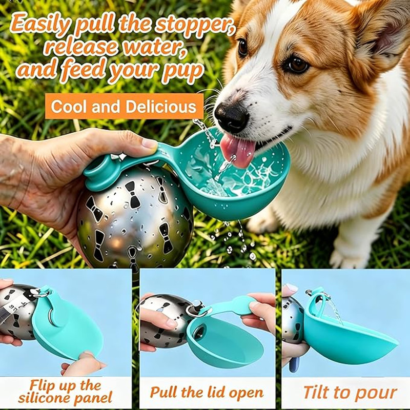 携帯用犬猫ウォーターボトル、ステンレス製旅行用ウォーターディ - Camping Cooking Bowl のレビューと価格