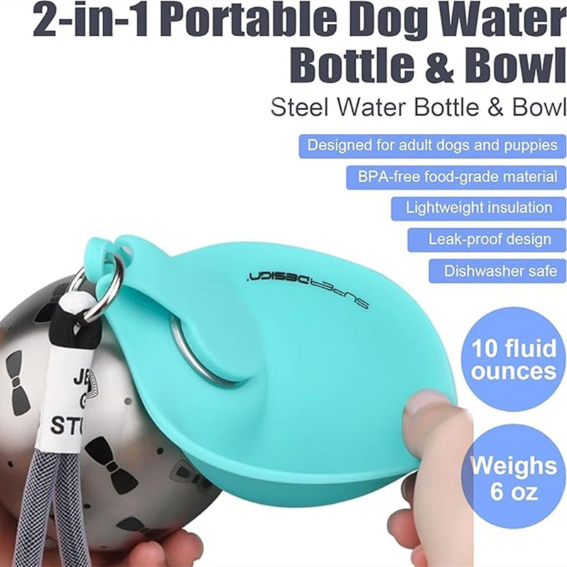 携帯用犬猫ウォーターボトル、ステンレス製旅行用ウォーターディ - Camping Cooking Bowl のレビューと価格