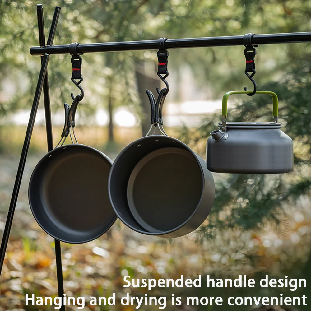 大容量ノンスティックキャンプクッキングキット（3～4人用）ポ - Nesting Camping Cooking Set のレビューと価格