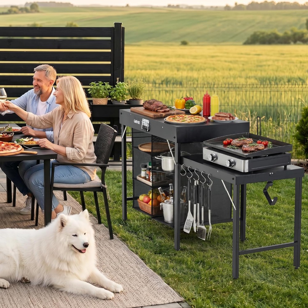折りたたみ式メタルグリルテーブル（サイドエクステンションと収 - Camping Cooking Table Foldable のレビューと価格