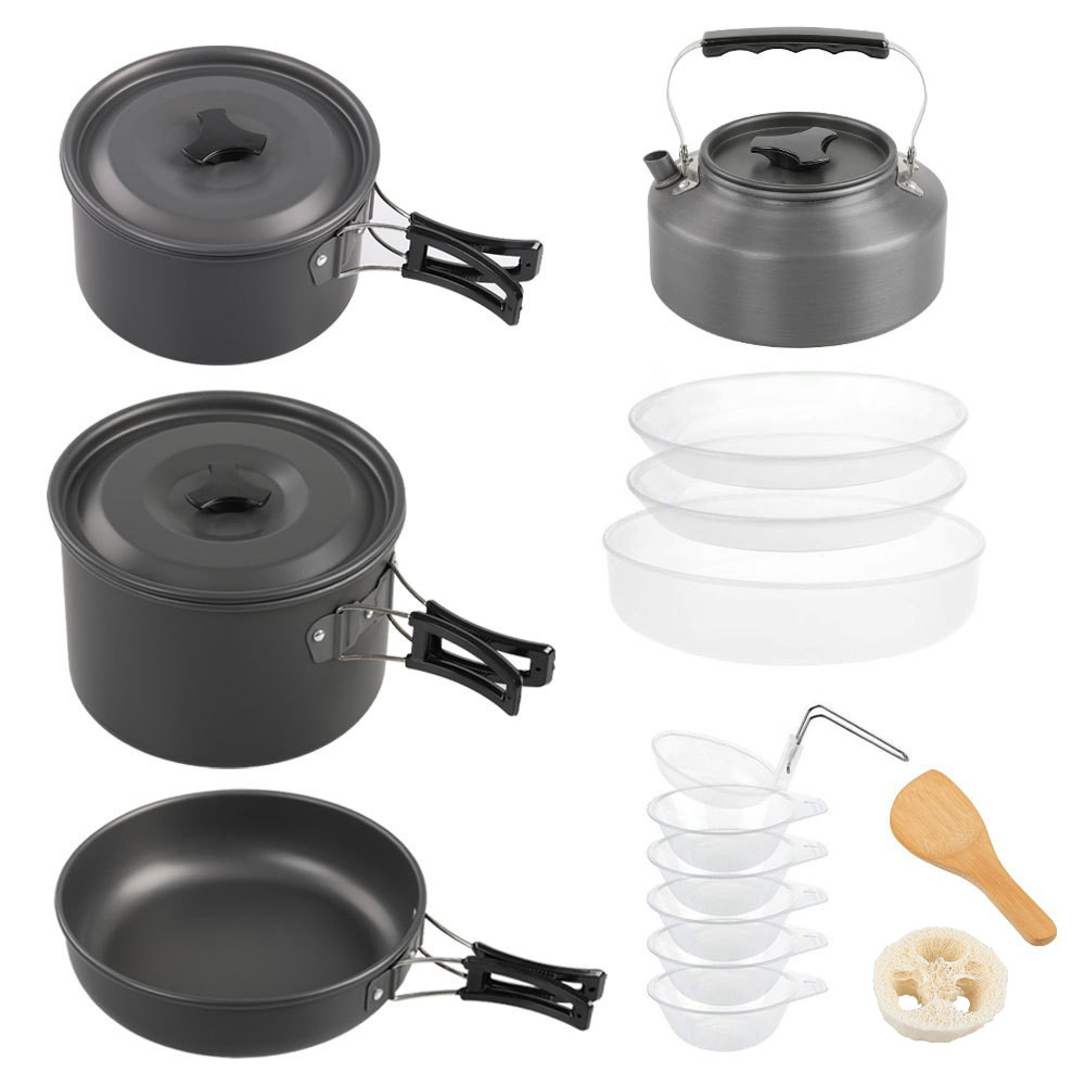 屋外用大型調理器具セット、2～4人用入れ子式鍋セット、キャン - Camping Cooking Pot Large のレビューと価格
