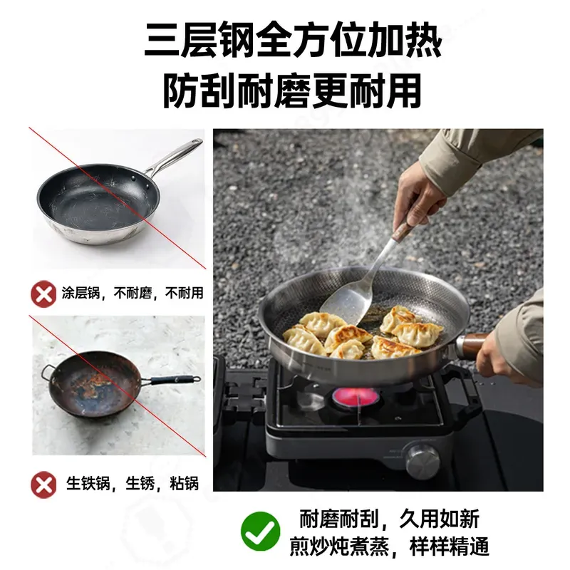 大容量三層厚底ステンレスカセットコンロ屋外鍋セットキャンプ調 - Camping Cooking Pot Large のレビューと価格