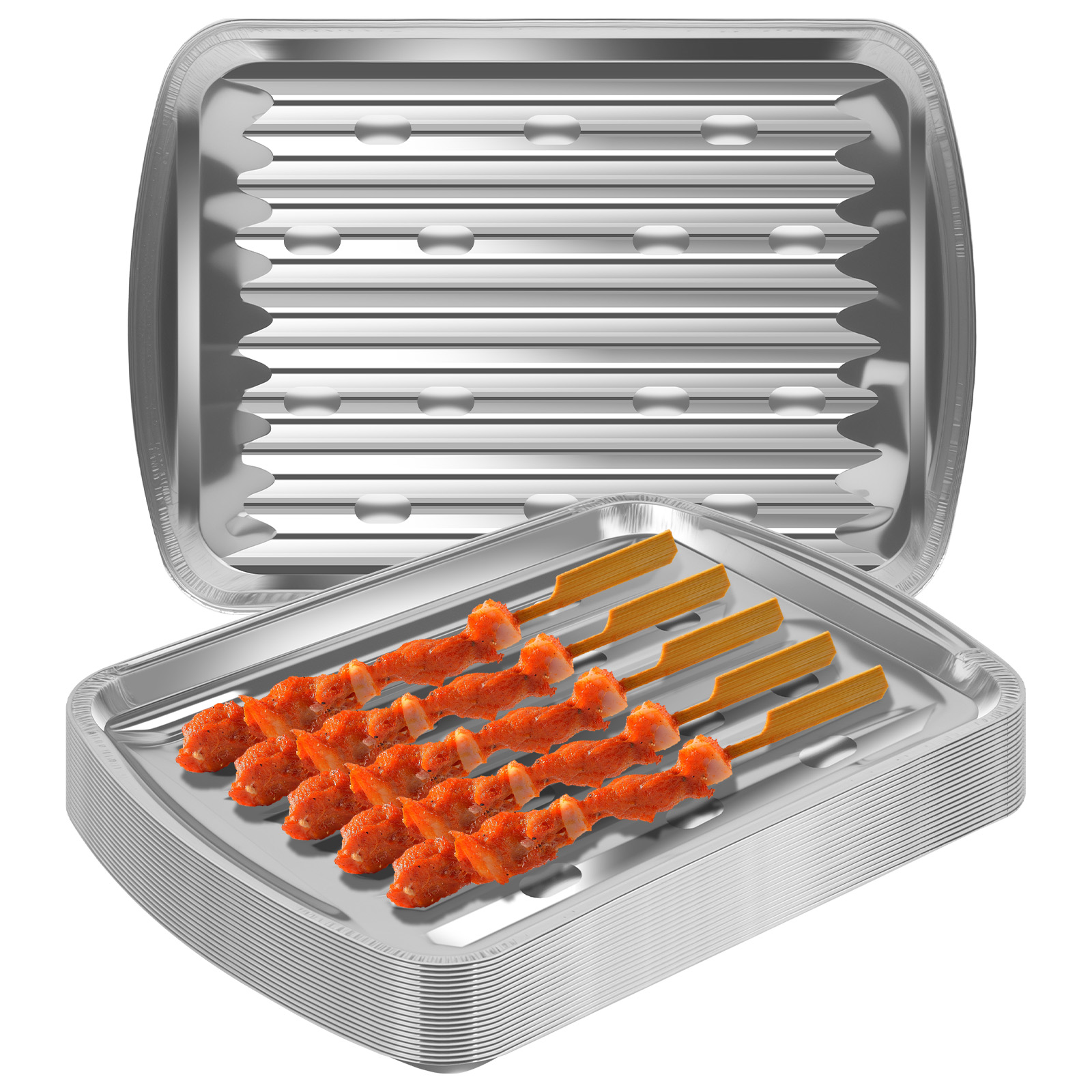 アルミホイルトレイ ノンスティックベーキングパン 食品グレー - Camping Cooking Bowl のレビューと価格