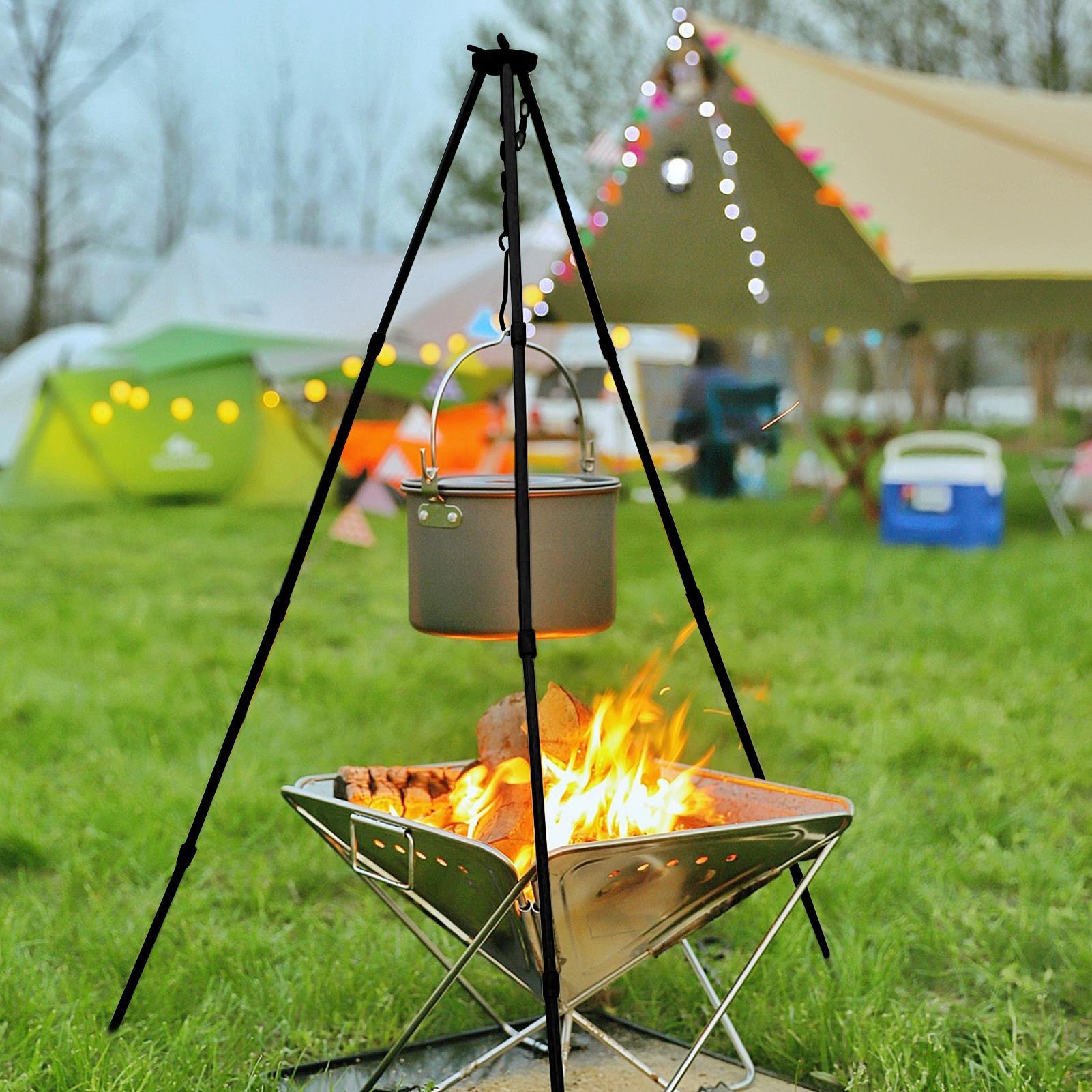 屋外大型焚き火台三脚ポータブルキャンプ焚き火調理鍋吊り下げ三 - Camping Cooking Pot Large のレビューと価格