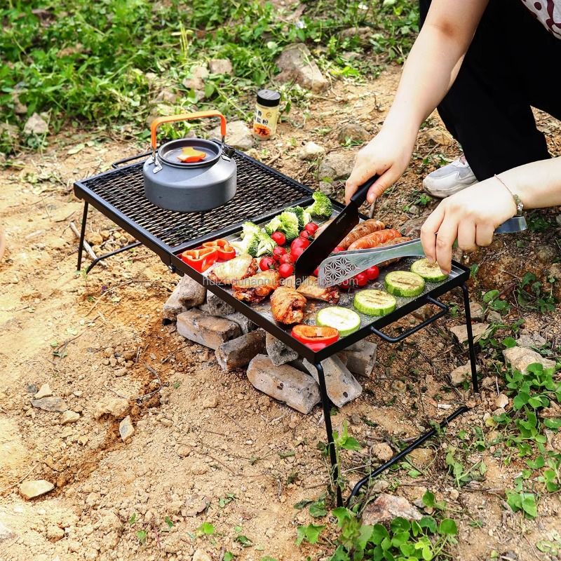 ポルアウトドアキャンプ用調理グリル、焚き火台用折りたたみ式キ - Camping Cooking Over Fire のレビューと価格