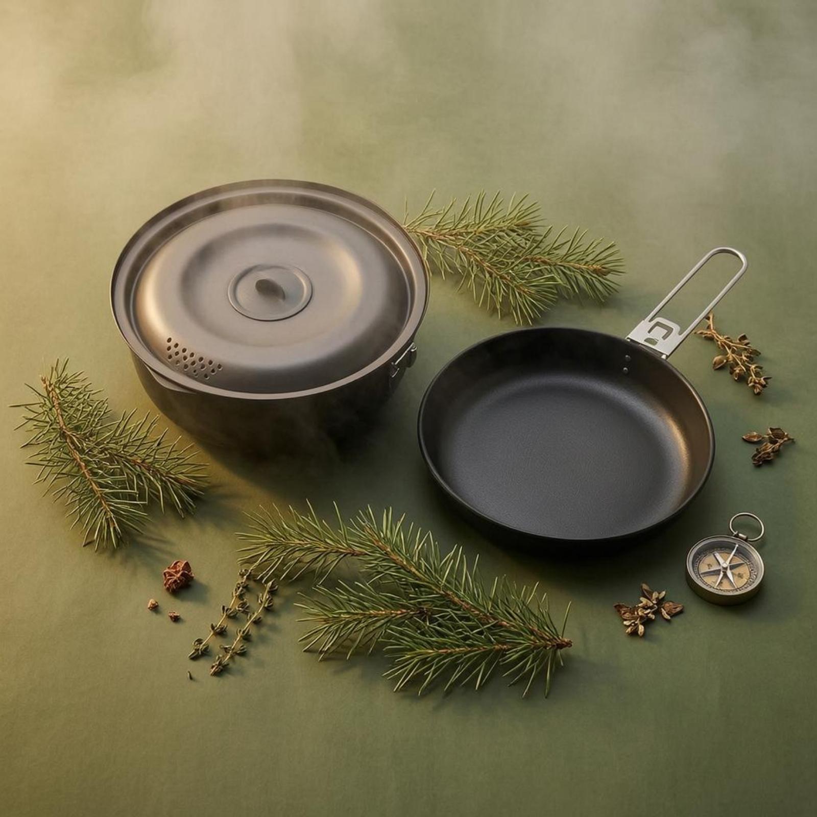 屋外調理器具 ノンスティック キャンプ用調理器具セット コン - Nesting Camping Cooking Set のレビューと価格
